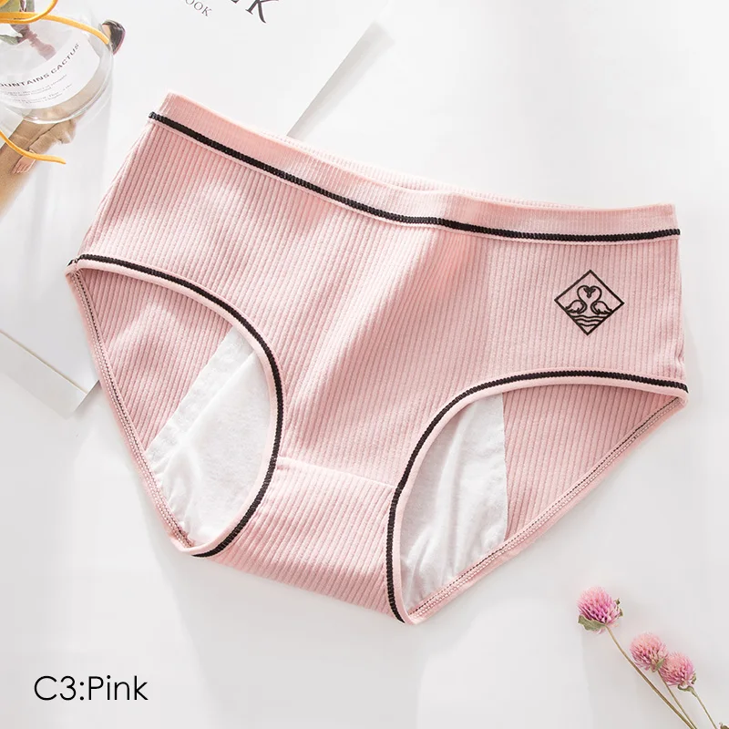 Cotton Menstrual Period Panties Underwear Women Brand Stripe Design Leakproof Physiological Briefs Underpants Female 3pcs ROSI