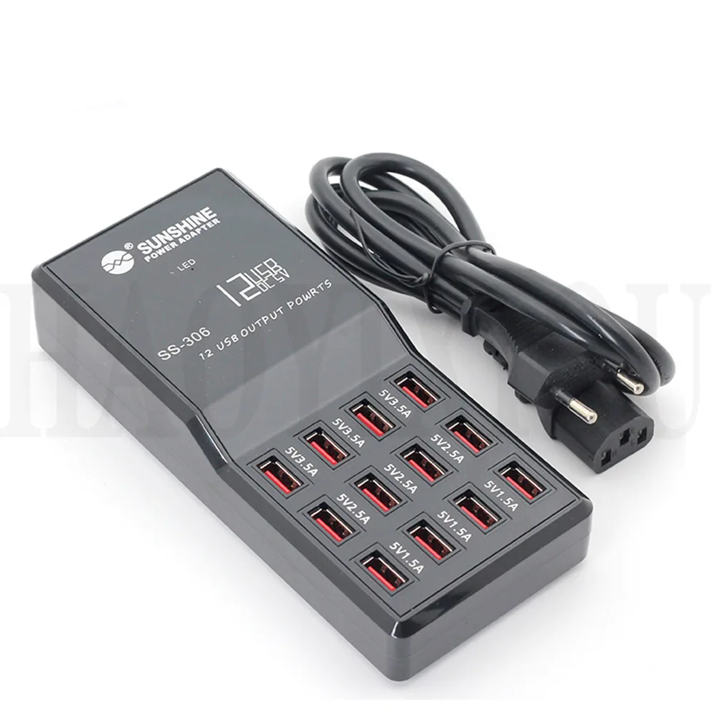 SS-306 настольное зарядное устройство адаптер многопортовый USB зарядное устройство вилки 12 Порт быстрое зарядное устройство для устройств для всех usb портов