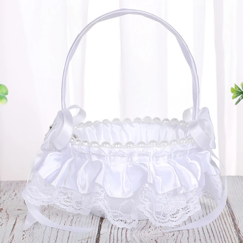 

1pc Flower Basket 13.0x18.0cm Wedding Supplies Flower Baskets Simulation Petals Party Home Table Decor Gift