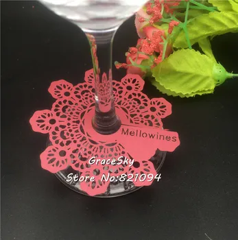 

50pcs pearlescent Flower Design Ring Wine Drink Marker Name Tag Charms Wedding Party Bachelorette Bridal shower place table card