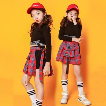 

Girls Kid Adult Hip Hop Clothing Hoodie Sweatshirt Crop Top Jazz Dance Dress Cosplay Costume Plaid Skirt Cheerleader Outfit Wear