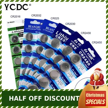 

YCDC 5X 3V Cell Button Battery CR2016 CR2025 CR2032 CR2330 CR2430 CR2450 Lithium Button Coin Cell Batteries Battery for Watches