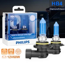 Philips hB4 галогенный 55/60 Вт 12 В Diamond Vision 5000K Ultimate белый светильник авто лампа 9006 головной светильник оригинальные аксессуары для автомобиля 2 шт