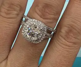 

TRS523 Luxury Quality NSCD Synthetic Gem 2 Carat Cushion Cut Engagement Wedding Ring Set For Women,Bridal Set