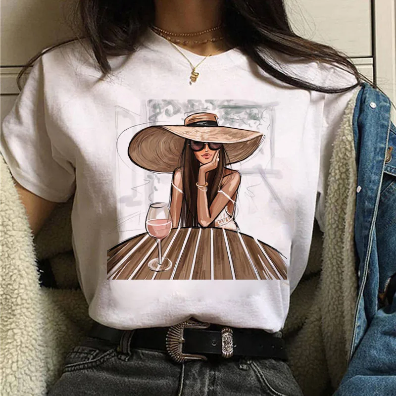 Fashion Women T Shirt Coffee Time and Girl Printed T Shirt Female Summer Casual Tops Tee 90s Girls Harajuku Cute Women T-shirts sport t shirt