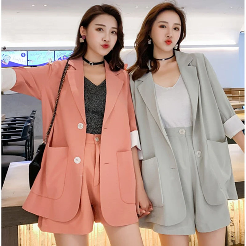 2019 Solid 2 Piece Set Women Summer Elegant Office Lady Casual Suits Two Piece Sets Top And Pants suit