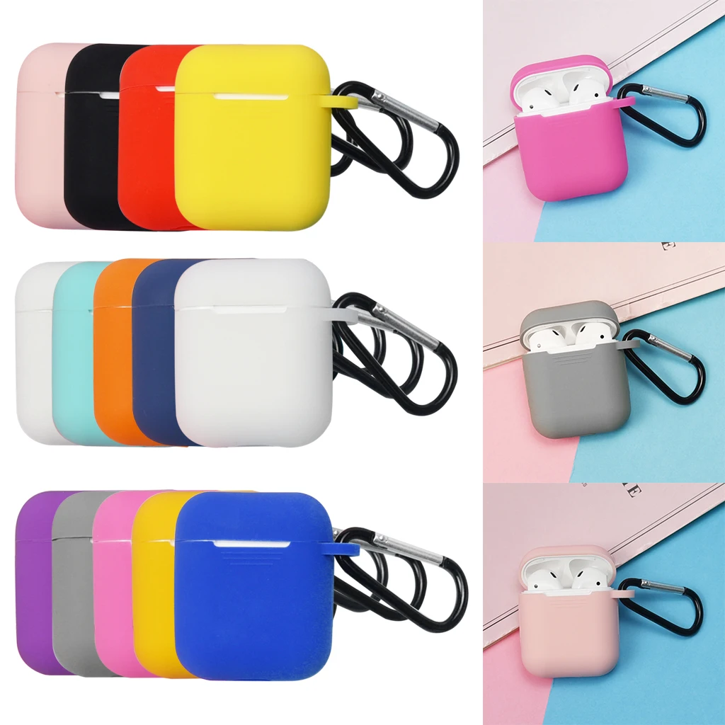 

Full Protective Case Cover For Apple Airpods Air pods Portable Silicone Skin with Keychain Protector for Earphone Charging Case