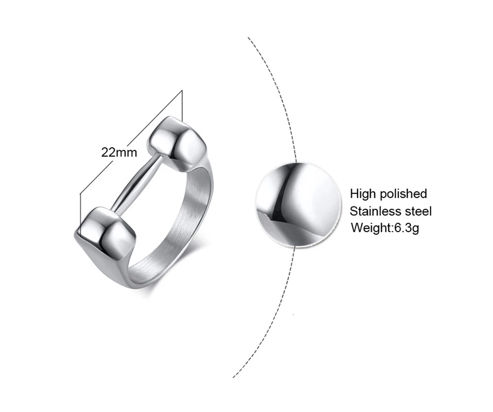 Серебряное кольцо для гантелей для мужчин из нержавеющей стали Фитнес Спорт ювелирные изделия подарок