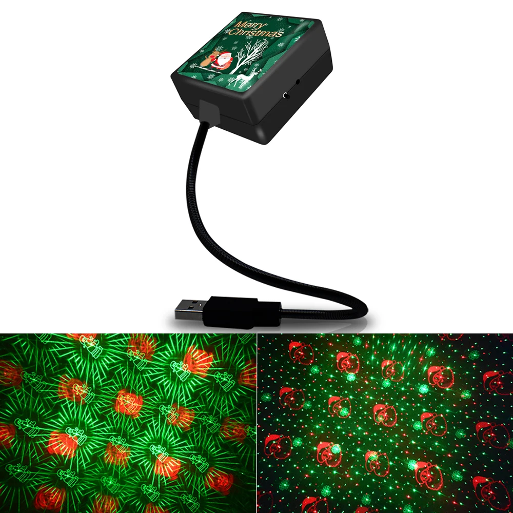 

Christmas pattern Car Roof Star Light Interior LED Starry Laser Atmosphere Projector USB Auto Decoration Night Home Decor Lights
