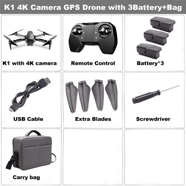 4K 3B Bag HGIYI из мультфильма «Холодное сердце» K1 gps дрона с дистанционным управлением для контроля уровня сахара в крови с 50 раз увеличить Квадрокоптер 5G WI-FI FPV 4K HD двойной Камера широкоугольный бесщеточный мотор от вертолета RC Дрон - Цвет: 4K 3B Bag