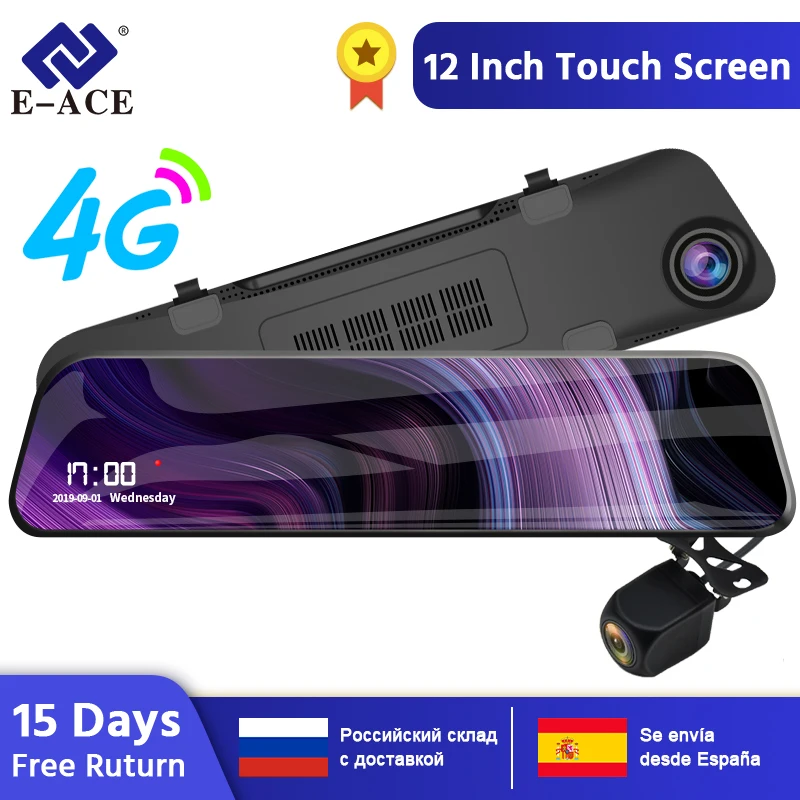  E-ACE Car Dvr ADAS 4G stream media Rear View Mirror Full HD 1920x1080 Dash cam Dual Lens Video Reco