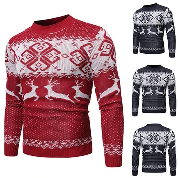 

Warm Wool Coats Knitwears Men Elk Christmas Pullovers Casual Men Autumn Winter Wool Sweaters O-neck Long Sleeve Knitted Sweaters
