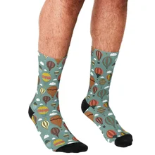 

Funny Men's socks Vintage Hot Air Balloons Pattern Printed hip hop Men Happy Socks cute boys street style Crazy Socks for men