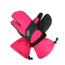 Перчатки для катания на лыжах с сенсорным экраном, ветрозащитные длинные наручные зимние теплые варежки для катания на сноуборде, Детские Водонепроницаемые перчатки для мужчин и женщин с 3 пальцами