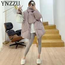 YNZZU корейский стиль зимняя куртка женская однотонная с шарфом теплая Женская пуховая куртка Свободная негабаритная Женская парка A1189