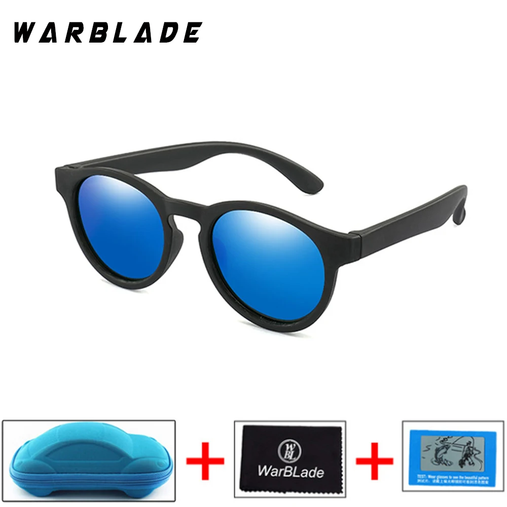 black blue Nodare детские солнцезащитные очки, поляризационные, для маленьких мальчиков и девочек круглые солнцезащитные очки с автомобиля чехол UV400 ребенок солнцезащитные очки силиконовые очки - Цвет линз: black blue