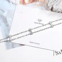 Новинка, простые двухслойные браслеты с цирконием для женщин, трендовые креативные 925 пробы, серебряные, вечерние, подарки, ювелирные изделия, SAB71