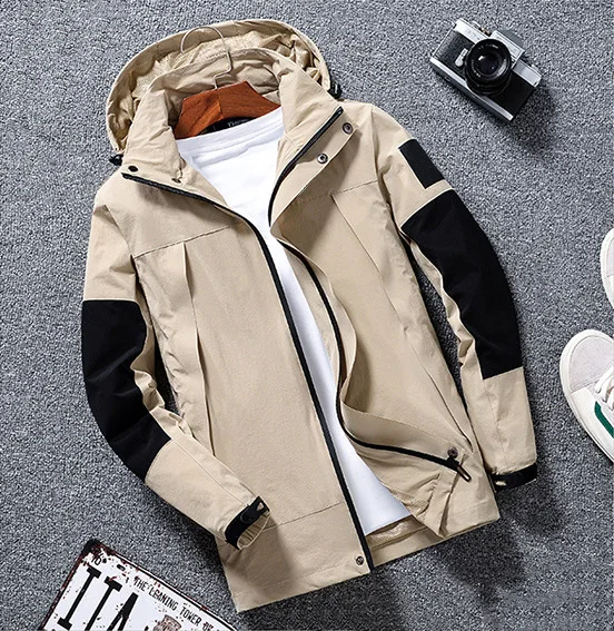 

Brand Men New Autumn Casual Long Jacket Trench Coats Men Fashion Hooded Solid Elastic Windbreaker Pocket Trench Jackets Men