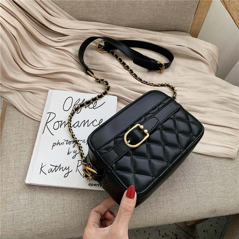 

Women Handbag 2020 New Famous Brand Designer Fashion Plaid Chain Crossbody Messenger Bag Vintage Small Square Shoulder Bag
