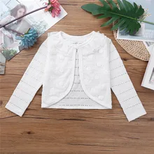 Детское платье с цветочным узором для девочек, ажурное Болеро кардиган с длинными рукавами и кружевной застежкой, болеро кардиган, верхняя куртка, Drees Cover Up