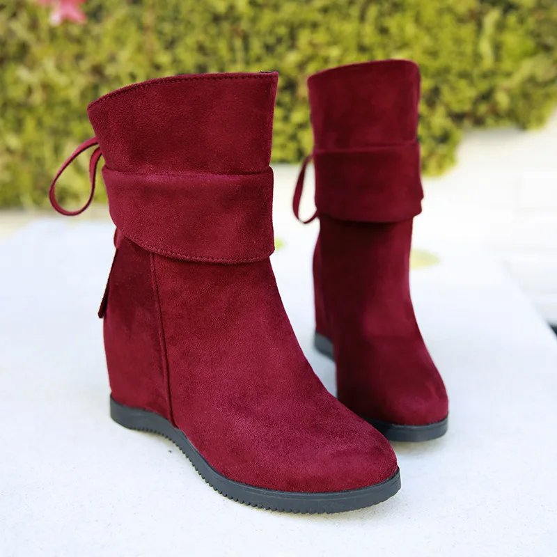 

Boots Women New 2019 Women's Rubber Shoes Rain Booties Ladies Round Toe Winter Footwear Lace Up Large Size Med Wedge 2020