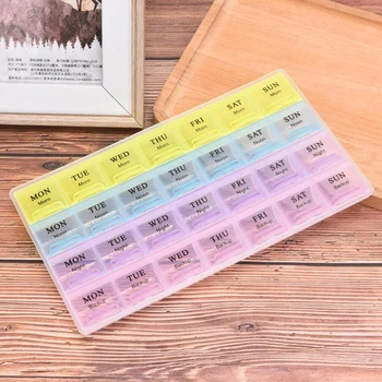 

28 Squares Daily Medicine Holder Pillbox Monthly Pill Box Organizer Dispenser Medicine Storage Container Case