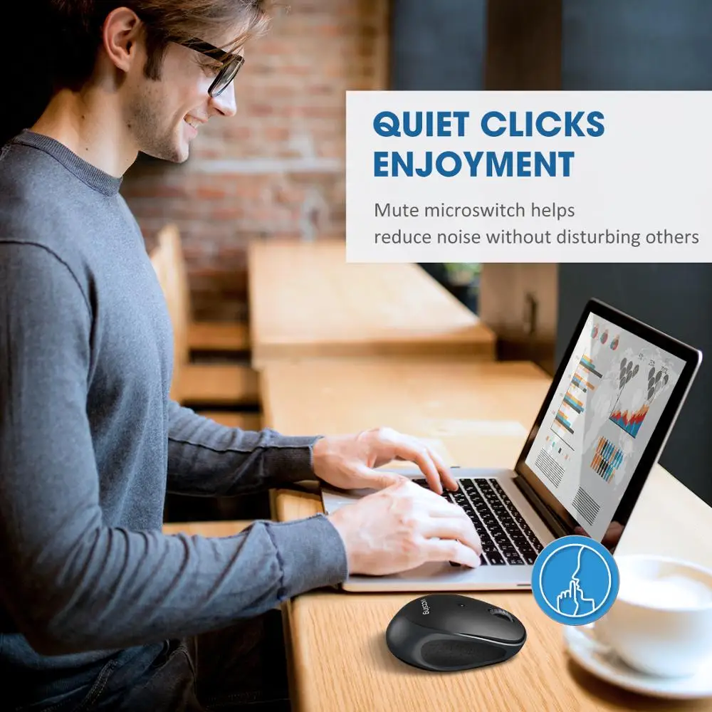 VicTsing Wireless Mouse for Office 2400DPI Adjustable Bluetooth 5.0 Mice 2.4G USB Optical Wireless Mouse for PC Laptop Tablet