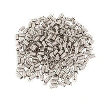 

200x Silver Coil End Crimp Fasteners 4x8mm