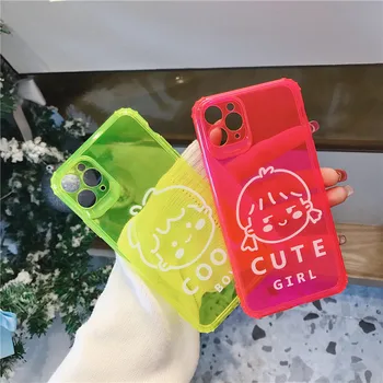 

200pcs Neon Fluorescent Color Phone Cases For iphone 11 Pro Max XR X XS Max 7 8 8plus Back Cover Boy Girl Transparent Cute Cases