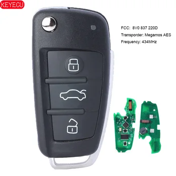 

KEYECU 434MHz Keyless-Go Remote Car Key 3 Button Fob for Audi A3 S3 2012 2013 2014 2015 P/N: 8V0837220D 8V0 837 220 D