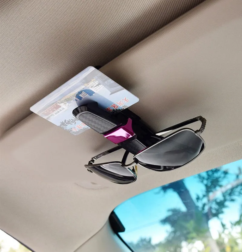 Auto Brillen Clips Kohlefaser Kartenhalter 180 Grad Drehen Dual