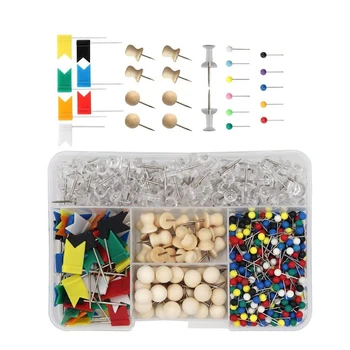 

700 Combination Box Practical and Decorative Map Tacks Marking Push Pins Set Students Officer Teacher Pack for Office,School,Bul
