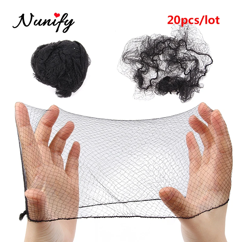 100Pcs/Lot Nylon Black Hairnet For Wigs Big Size Hair Bun Cover Net Hair Extension Weaving Cap Elastic Line Hairnets 18-46 Inch