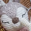 Handmade Baby Wooden Teether DIY Crochet Deer ELK Rattle Newborn Rodent Teething Ring Mobile Gym Educational Toys for Kids 4