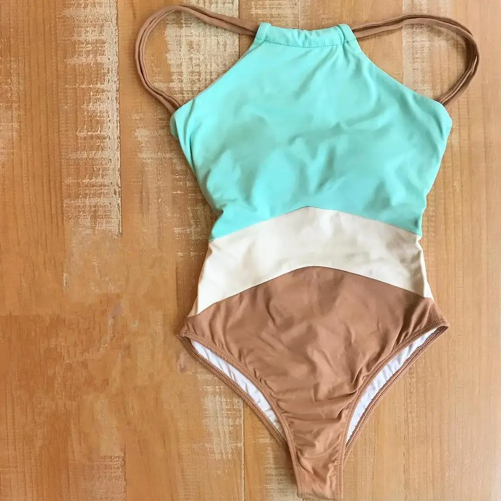 Женский сплошной купальник пляжная одежда с высокой талией комплект бикини