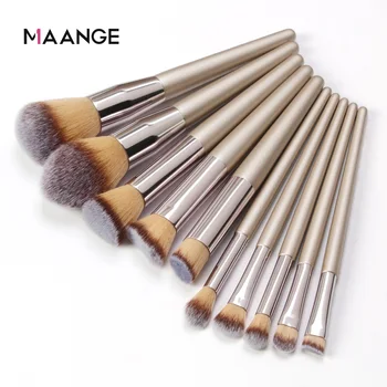 

MAANGE 4/10 Pcs Champagne Makeup Brushes Set for Cosmetic Foundation Powder Blush Eyeshadow Blending Make Up Brush Beauty Tools