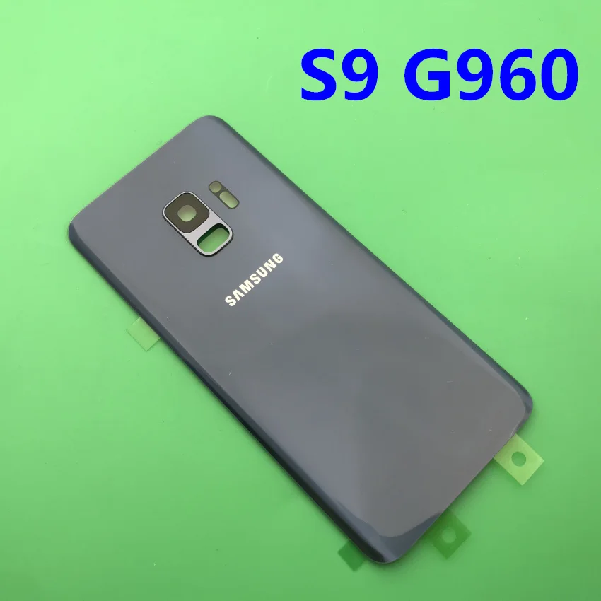 Оригинальное стекло для samsung Galaxy S9, G960, S9 plus, G965, задняя крышка для батареи, задняя крышка для двери, запасной чехол+ клейкая наклейка - Цвет: S9 blue
