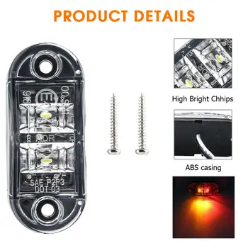 

Car Side Marker Light Truck Lighting Lamps Oval Side 10 Pcs Red/Amber LED