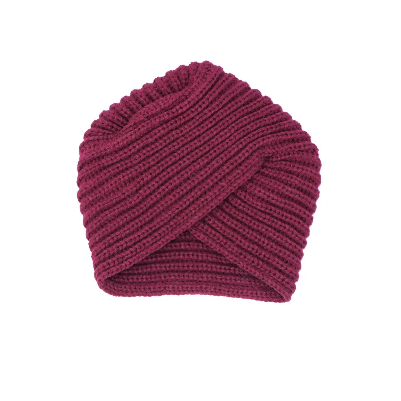 Вязаная весенне-зимняя шапка женская фетровая шапка женский тюрбан головной убор шапки для женщин повязка для волос шапка для девочек крошехт шапочки - Цвет: Бургундия
