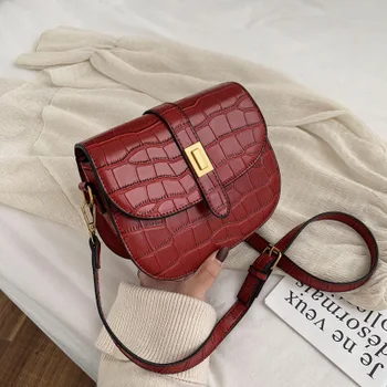 

Retro saddle bags for women 2020 new fashion shoulder bag crocodile pattern casual crossbody bag bolsa feminina torebka damska