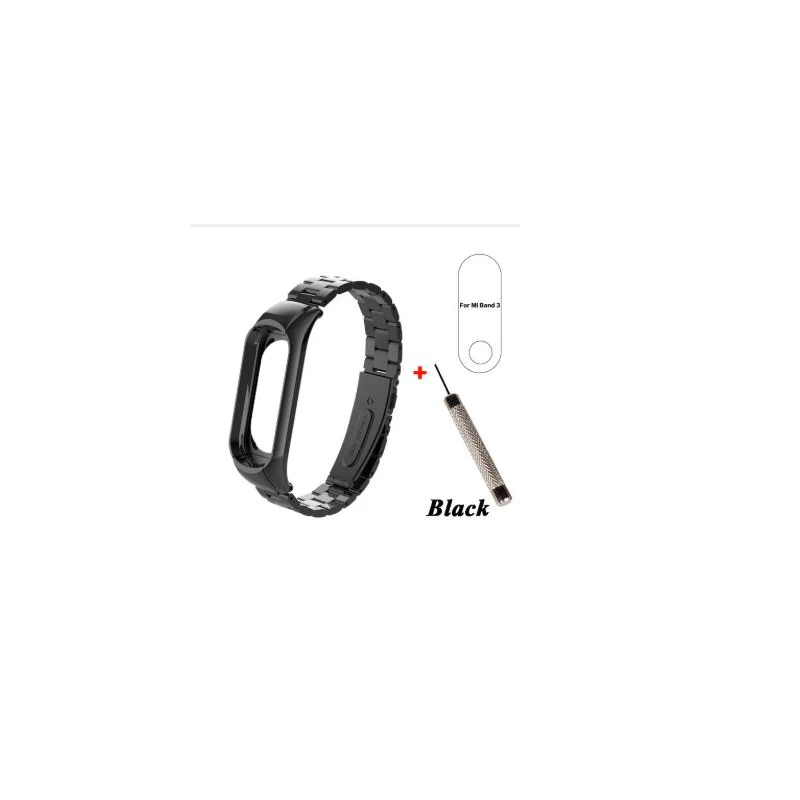 Ремешки для наручных часов Ремешок Для xiaomi mi band 3 mi band4 металлические умные часы ремешок три цепочки из нержавеющей стали ремешок для часов