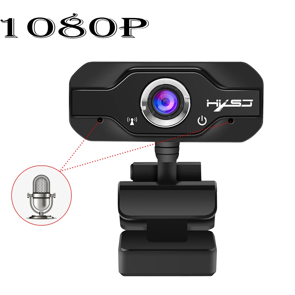 

HXSJ 1080P HD Webcam USB Widescreen Computer Web camera cover with Microphone for PC Youtube Desktop Laptop 360 degree rotation