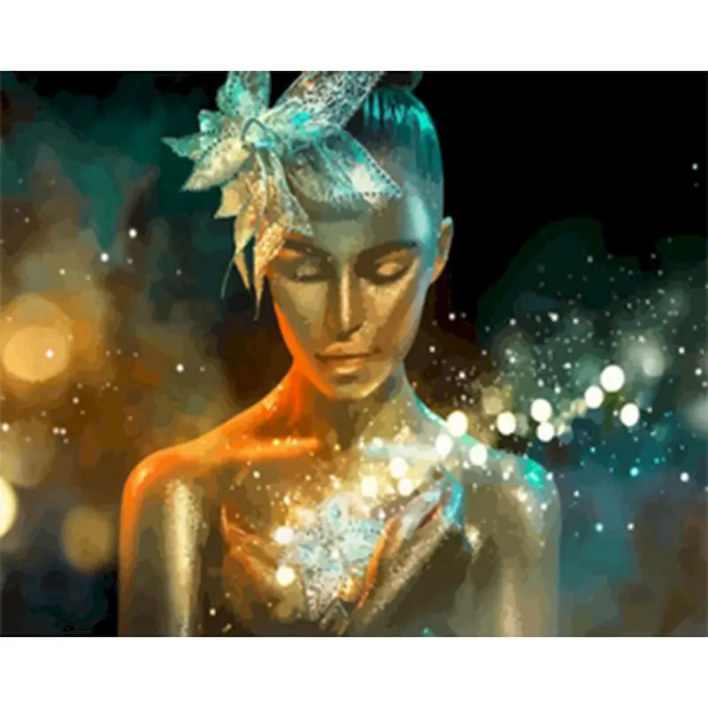 

Painting By Number Christmas HandPainted Kits Drawing Paint Canvas Oil Painting Shining girl Figure Home Decor For adults Gift