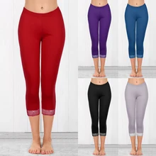 CALOFE модные сплошные кружевные лоскутные брюки женские сексуальные Эластичные Обтягивающие формирующие легинсы для фитнеса, тренажерного зала, пробежки до середины икры