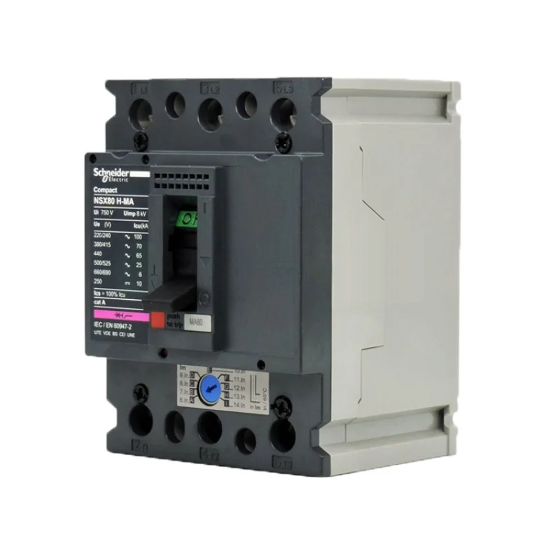Экспорт H тип 3P 3T MA25A 50A 80A 50/60Hz Литой чехол автоматический выключатель, защита двигателя Воздушный переключатель NSX80H фиксированного типа
