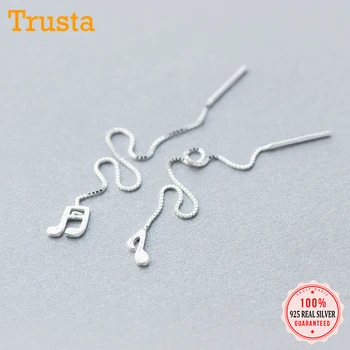 

Trustdavis 925 Sterling Silver 9.5cm Long Tassel Chain Music Notation Dangle Drop Earrings For Women Fashion Wedding Gift DS273