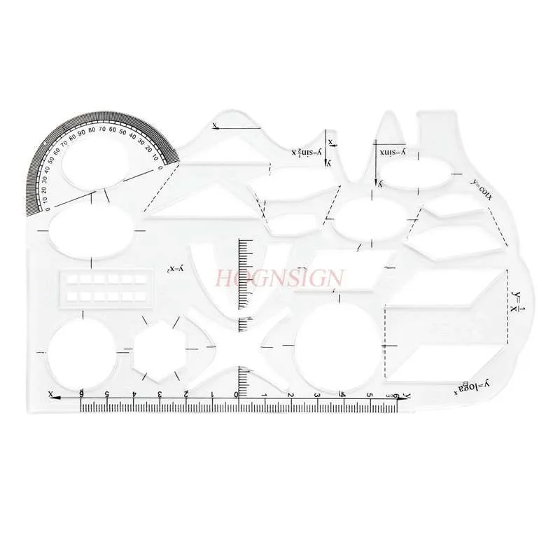 Math template function ruler junior high school student mathematical graphic template drawing ruler elephant ruler 1pc mathematical function ruler junior high school mathematics geometry hollow template ruler student office school stationery