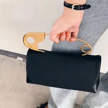 

Designer Large Pin Soft Handbag 2020 New Korean Small Square Shoulder Messenger Bag Ladies Personality Chic Purse Fashion S2192