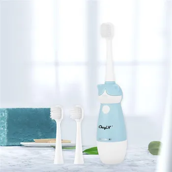

Battery Operated Children Toothbrush 3D Cartoon Teeth Brush Waterproof Kid Electric Wave Toothbrush + Replaceable Heads
