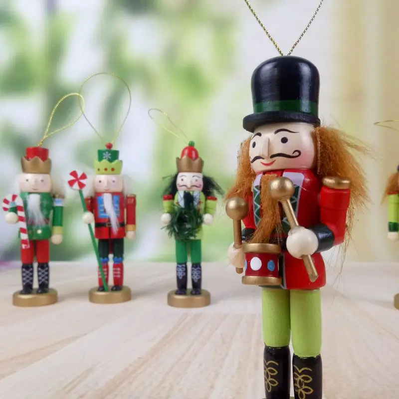 

5Inch Wooden Nutcracker Puppets Doll Toy Figurines Ornaments Christmas Pendant Decorations For Lovely Holiday Decor Tree Stands